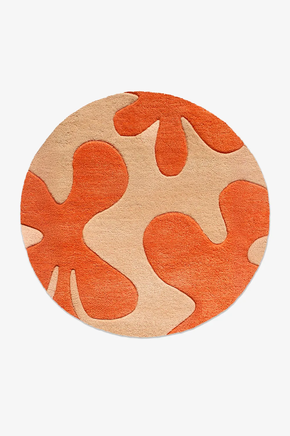 Abstract Floral Round Hand-Tufted Wool Rug