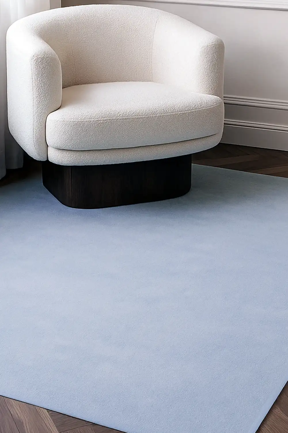 Baby Blue Hand-Tufted Wool Rug - Image 3