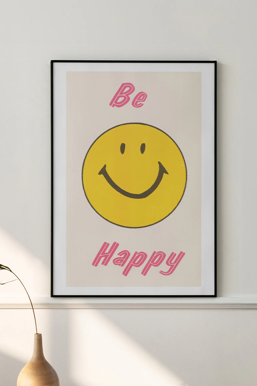 Be Happy Yellow Smiley Face Vintage Art Print - Image 3