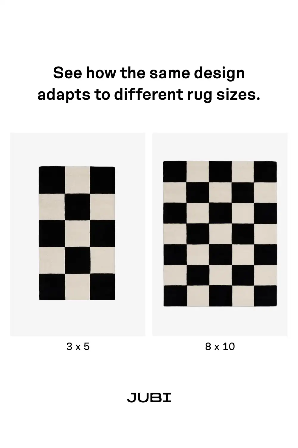 Black and White Big Checkered Hand-Tufted Wool Rug - Image 5