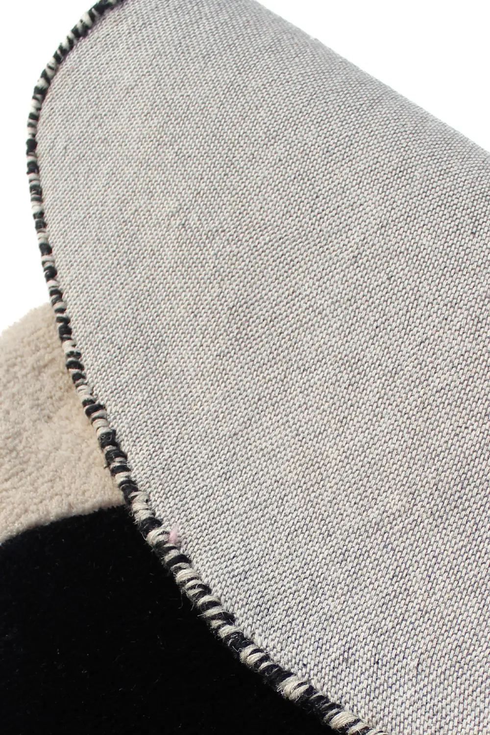 Black and White Zig Zag Round Hand-Tufted Wool Rug - Image 3