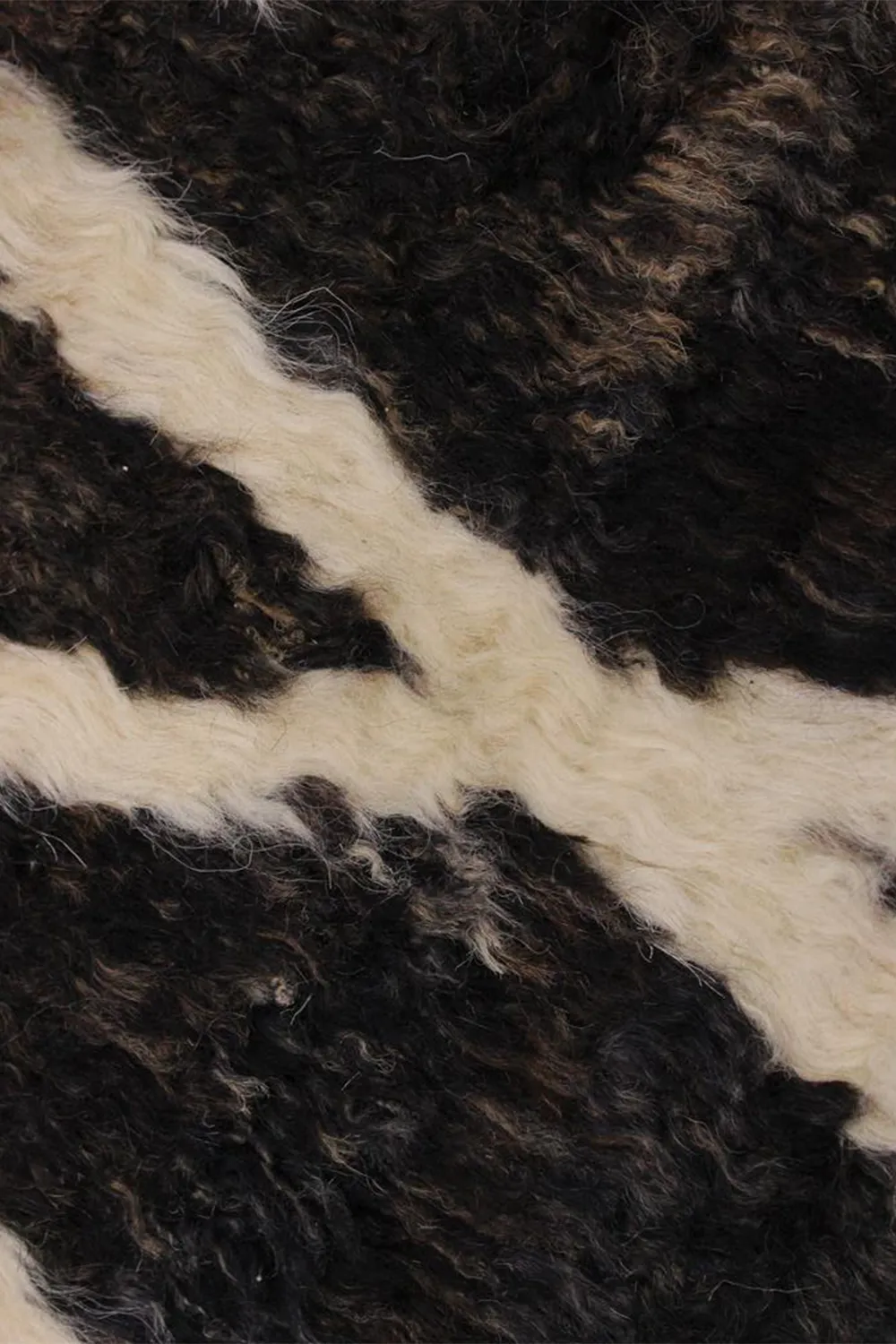 Black and White Moroccan Shag Wool Rug - Image 6