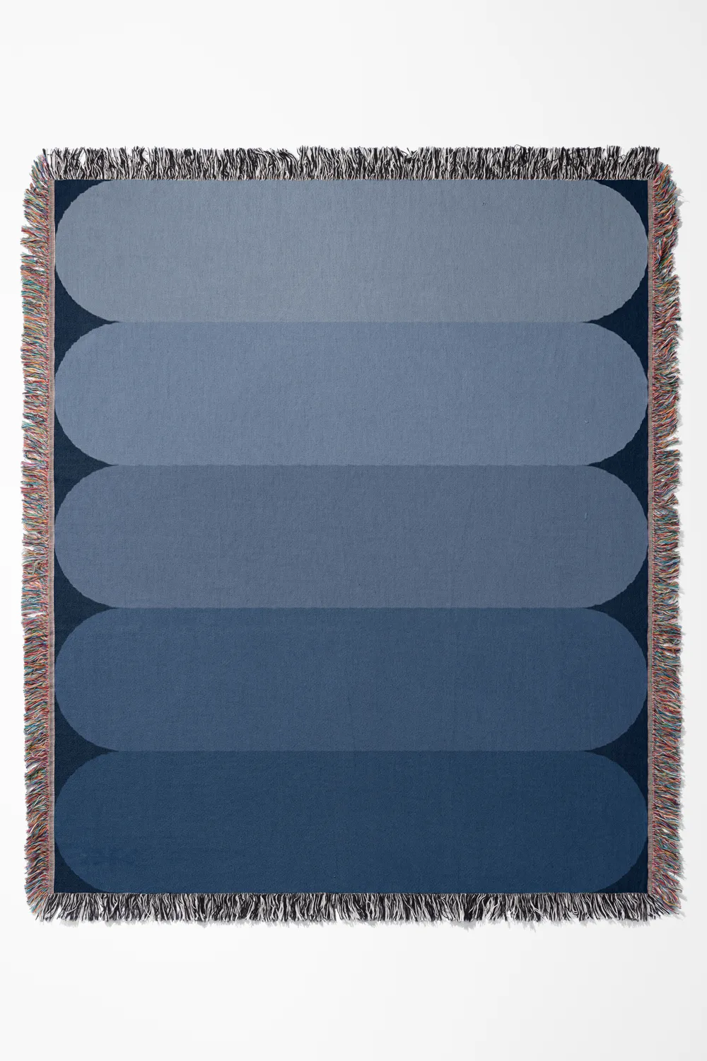 Blue Gradient Cotton Woven Throw Blanket