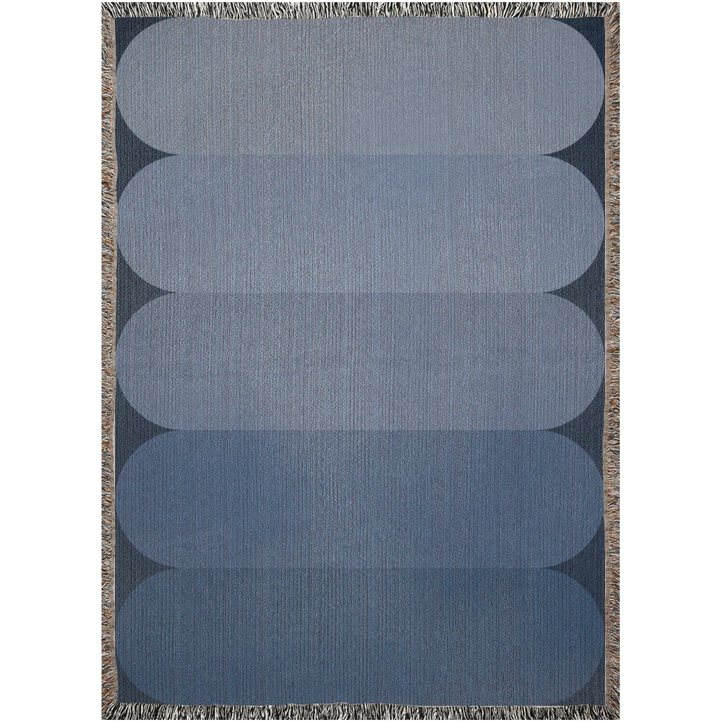 Blue Gradient Cotton Woven Throw Blanket - Image 3