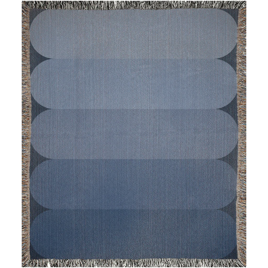Blue Gradient Cotton Woven Throw Blanket - Image 4