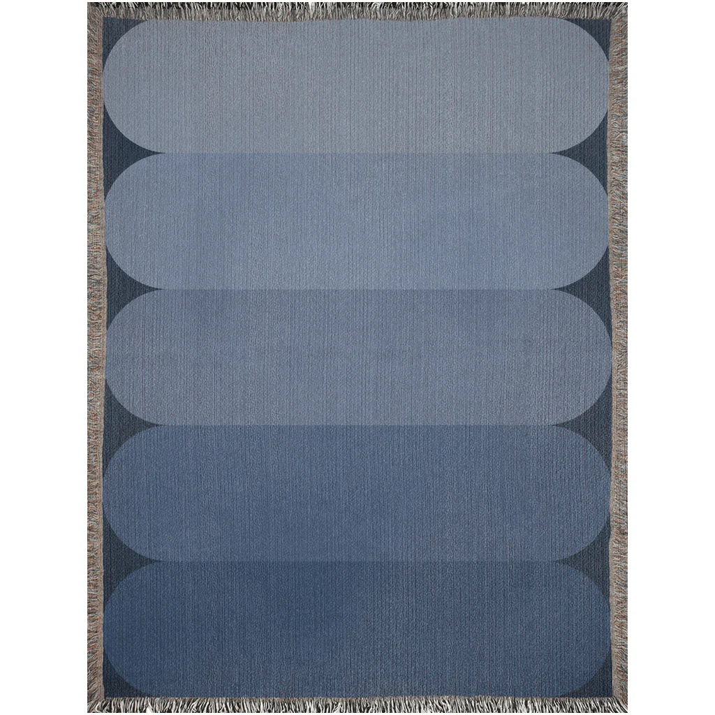 Blue Gradient Cotton Woven Throw Blanket - Image 5