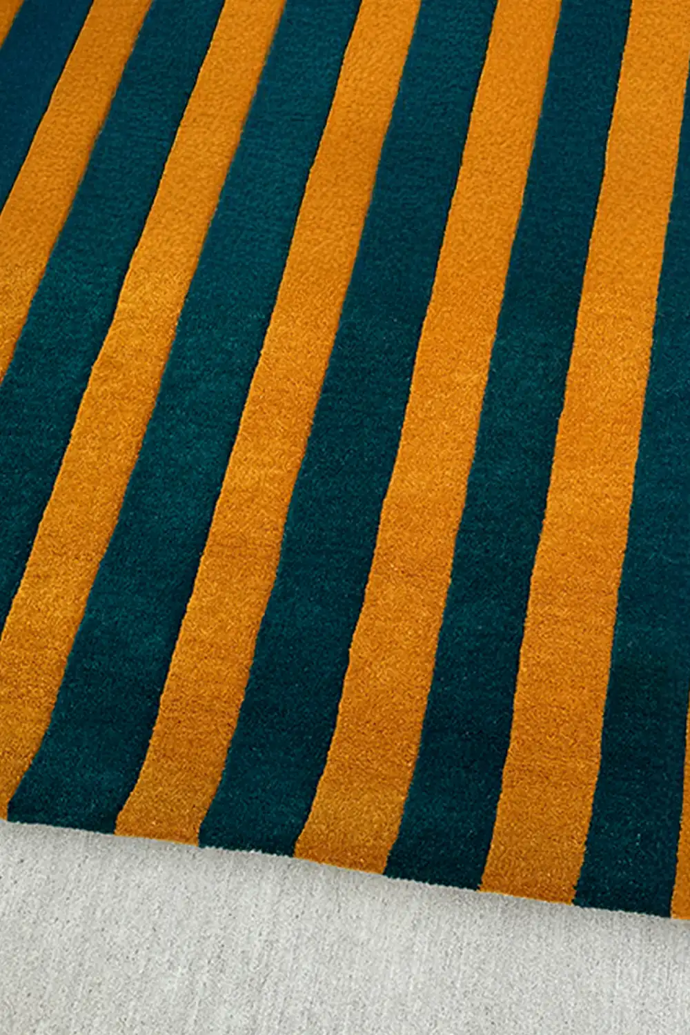 Green and Gold Striped Hand-Tufted Wool Rug - Image 3