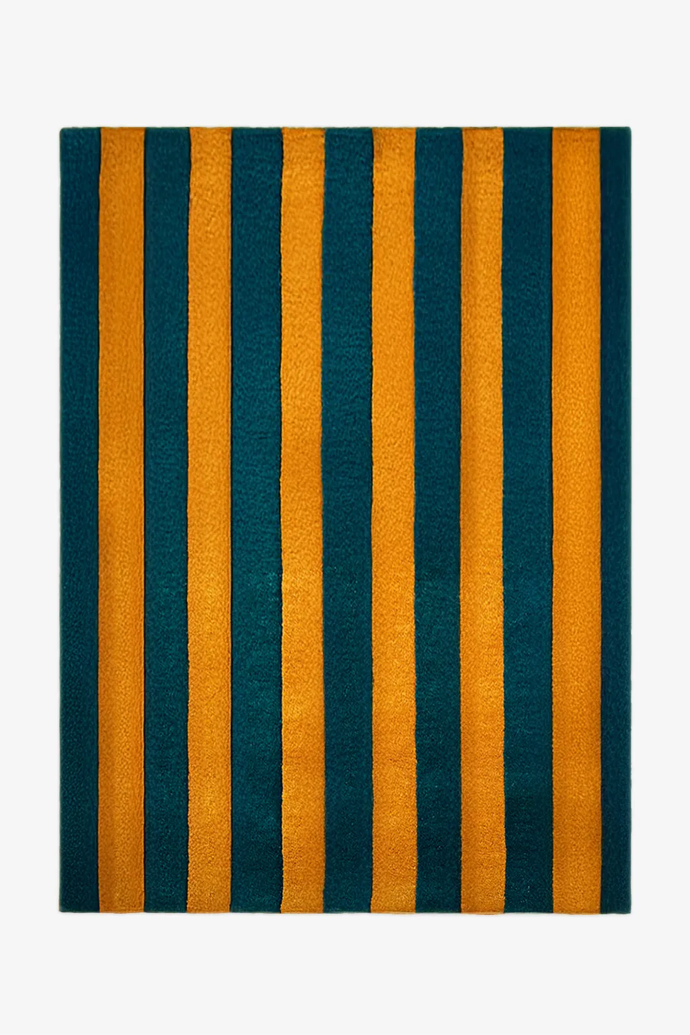 Green and Gold Striped Hand-Tufted Wool Rug - Image 4