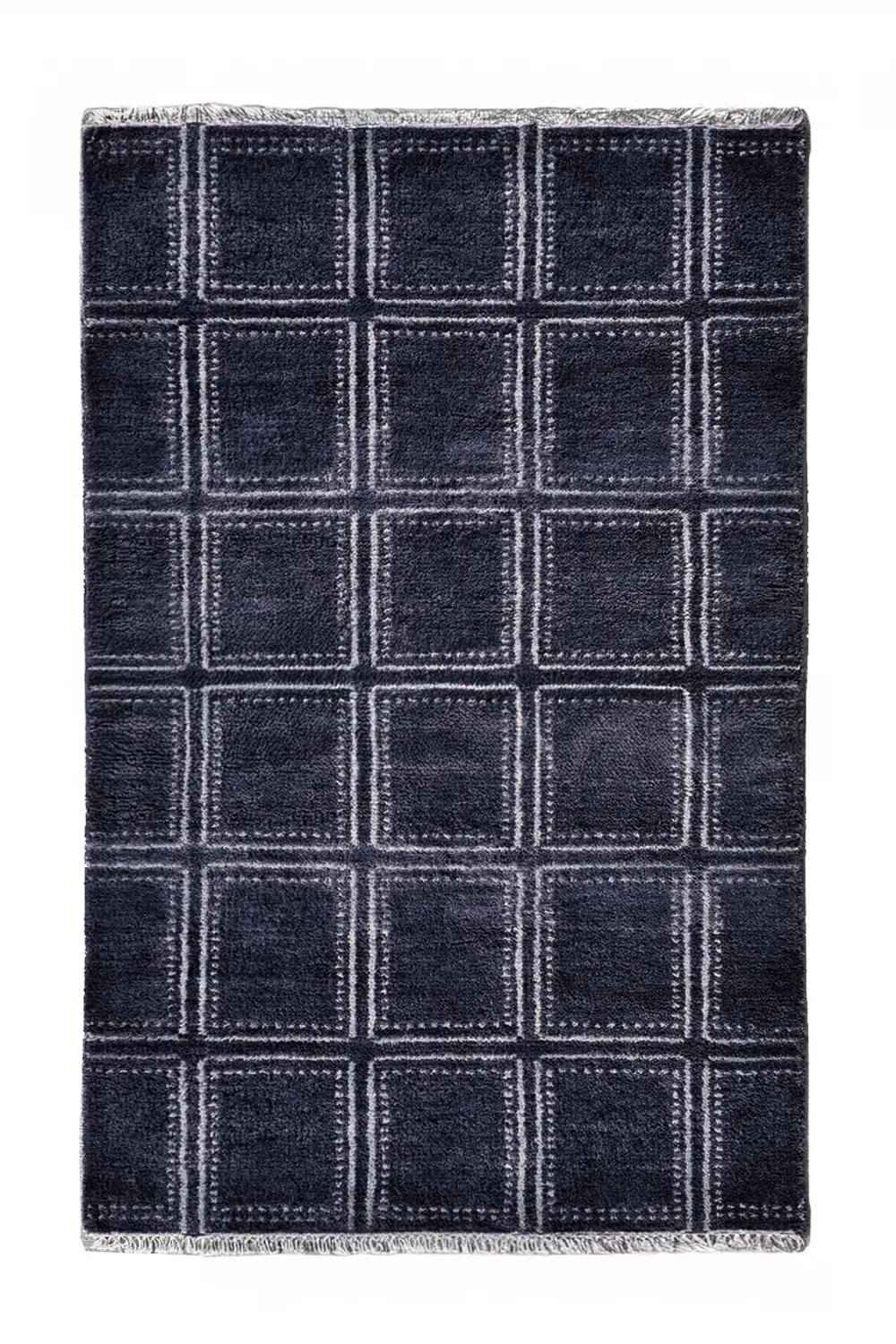 Boxstep Bold Grid Hand-Knotted Wool Rug - Image 13