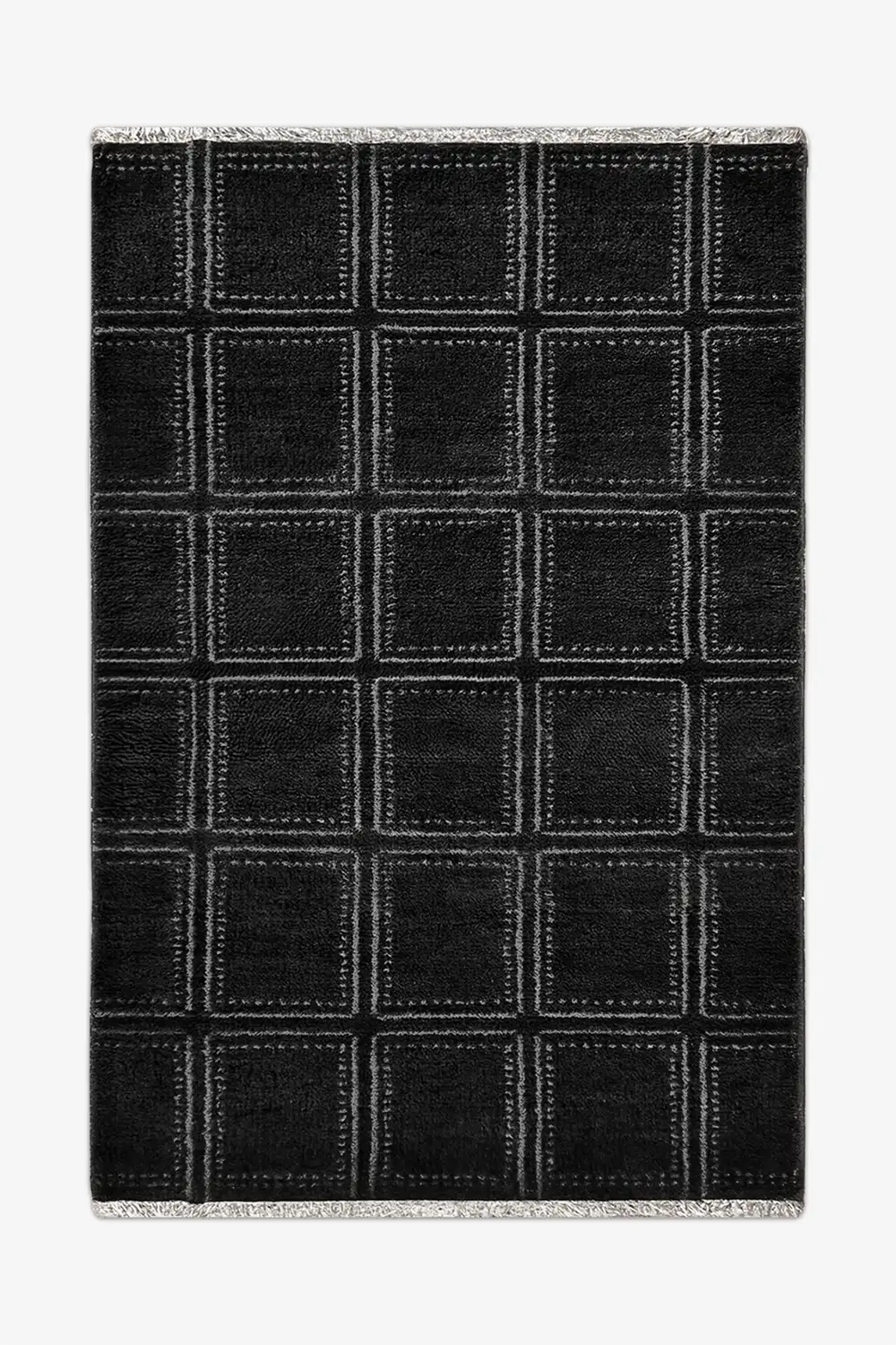 Boxstep Bold Grid Hand-Knotted Wool Rug - Image 5
