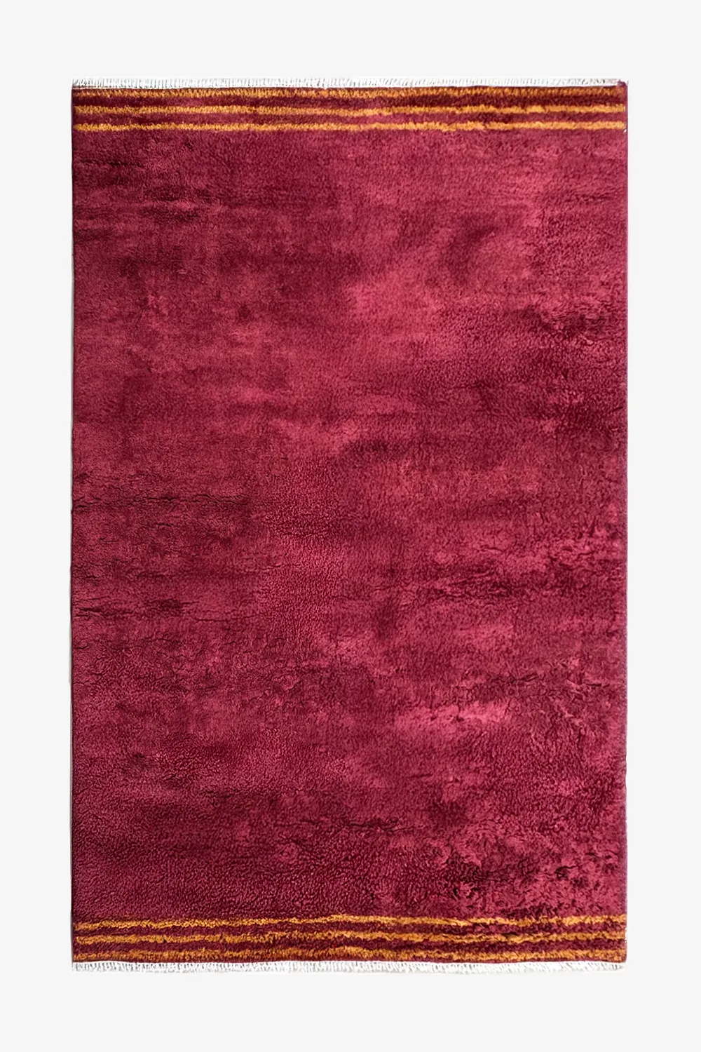 Orlo Burgundy and Gold Hand-Knotted Shag Wool Rug
