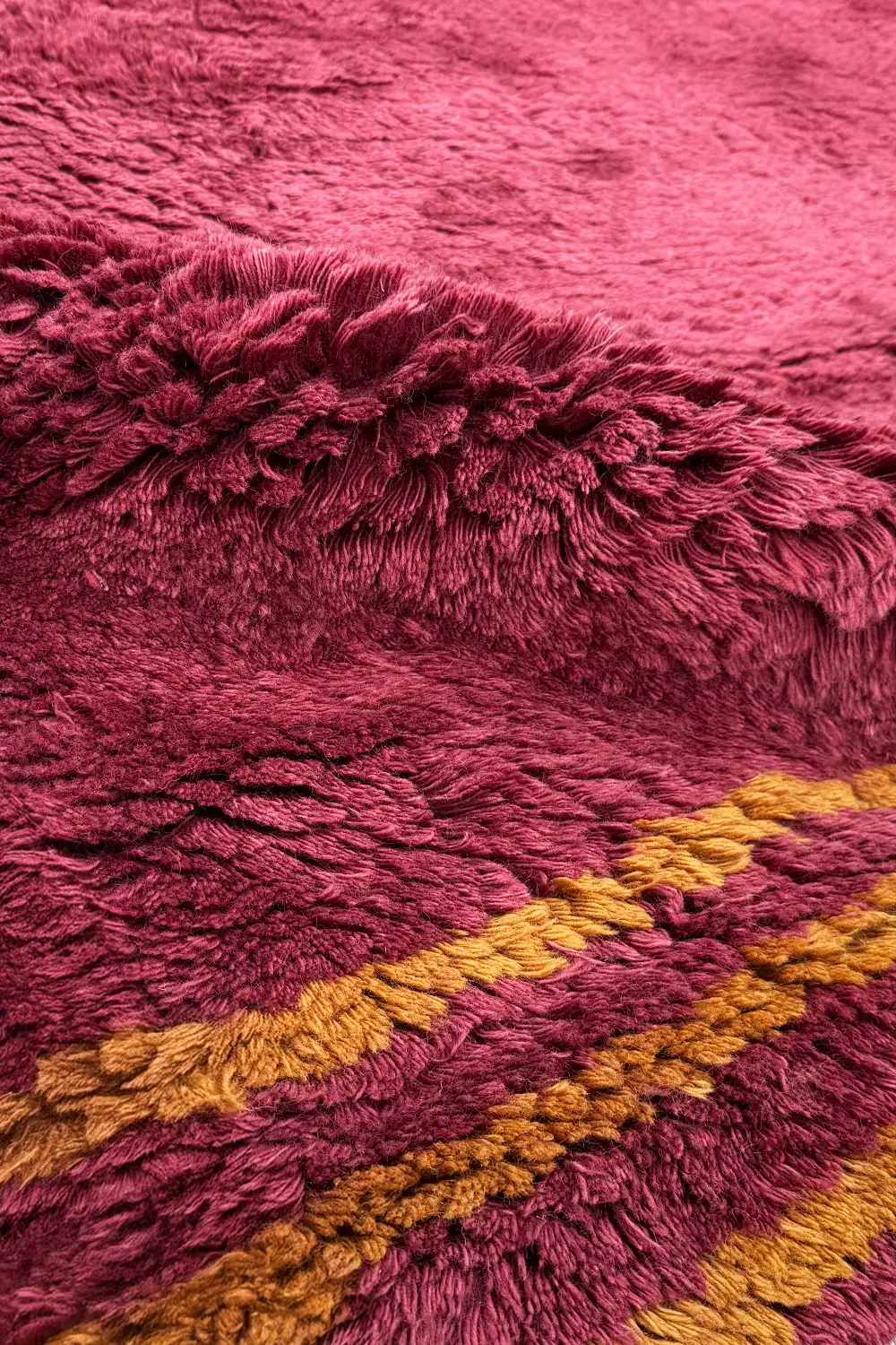 Orlo Burgundy and Gold Hand-Knotted Shag Wool Rug - Image 2