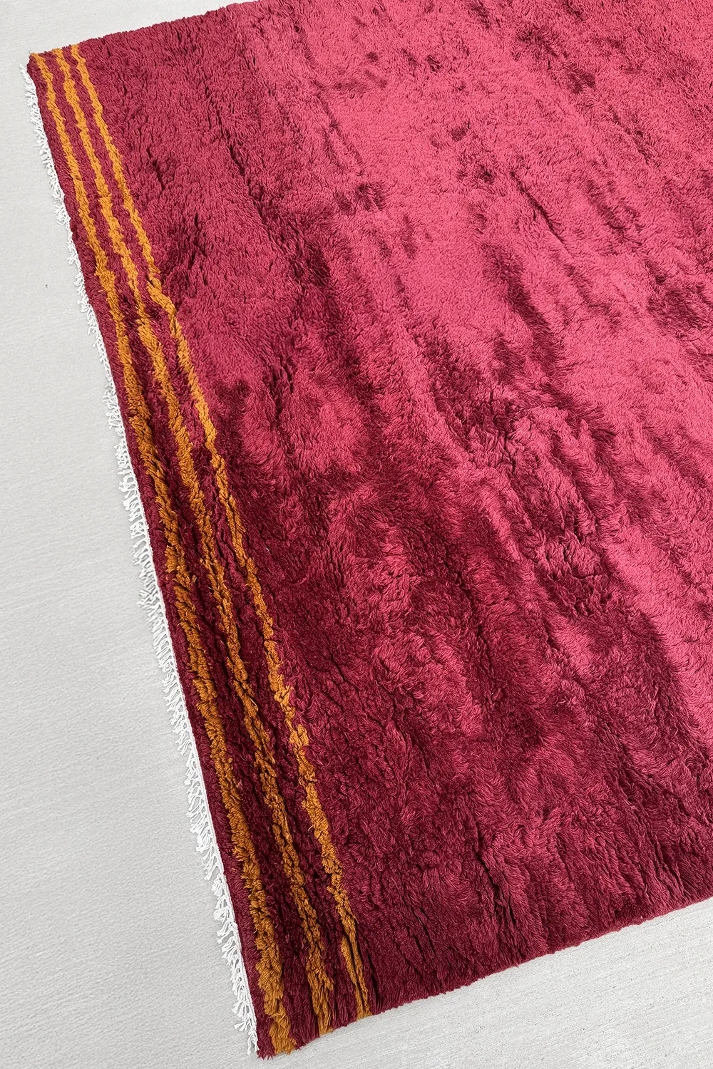 Orlo Burgundy and Gold Hand-Knotted Shag Wool Rug - Image 4