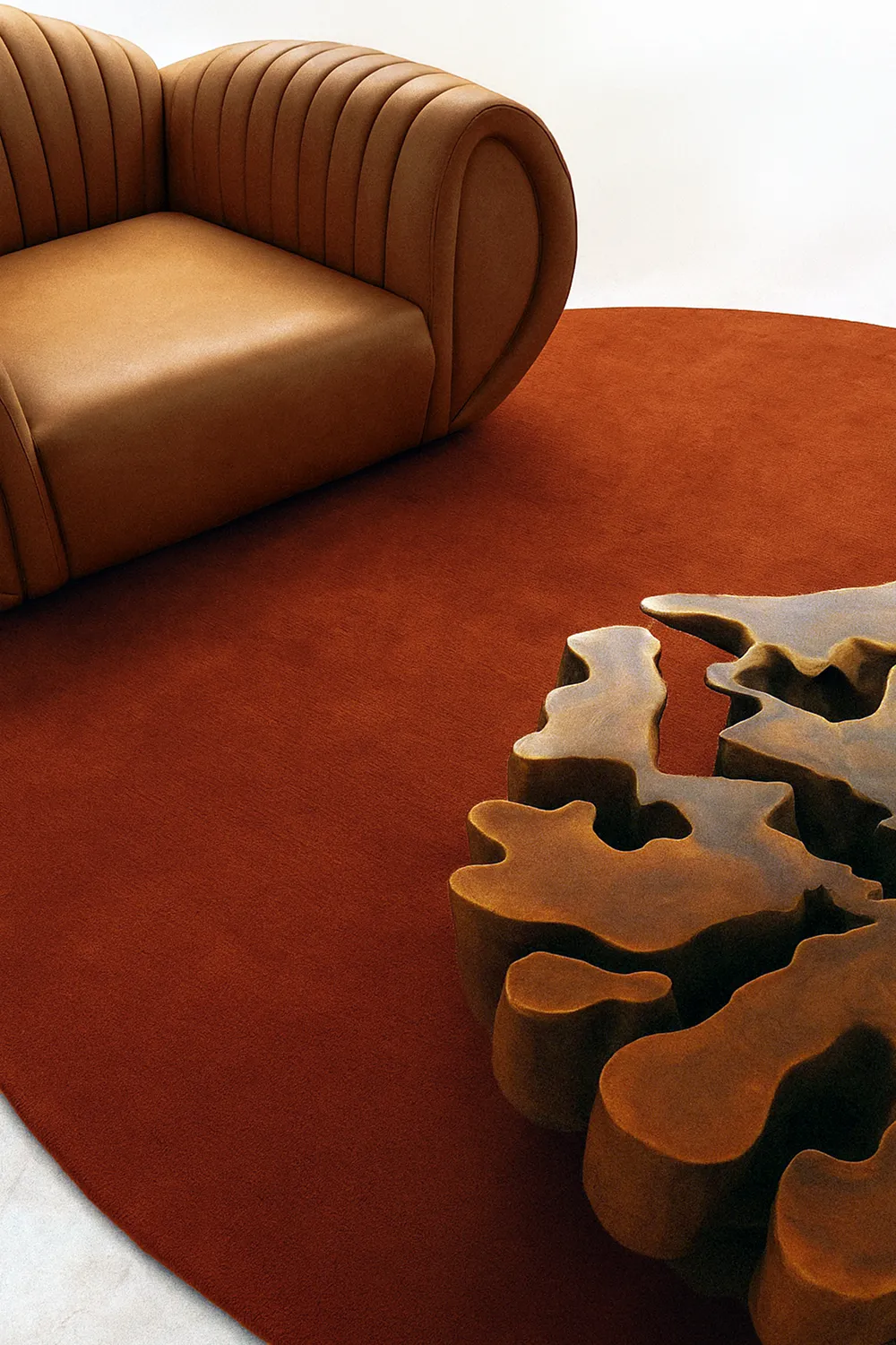 Solid Color Round Hand-Tufted New Zealand Wool Rug - Image 6