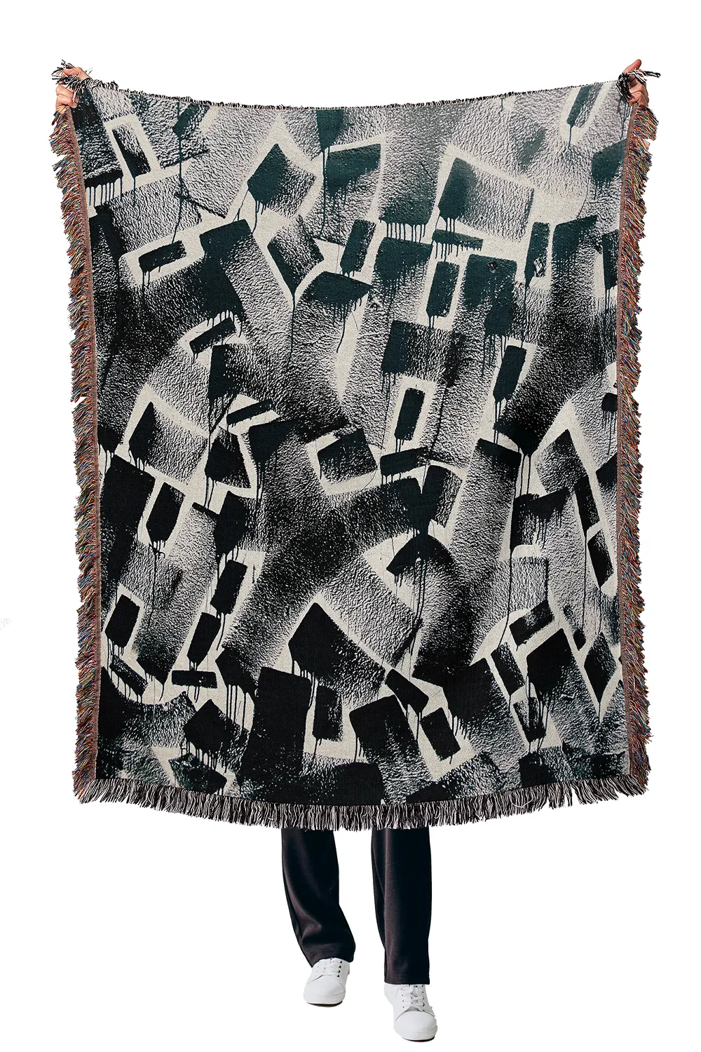 Charcoal Graphic Woven Throw Blanket - Image 4