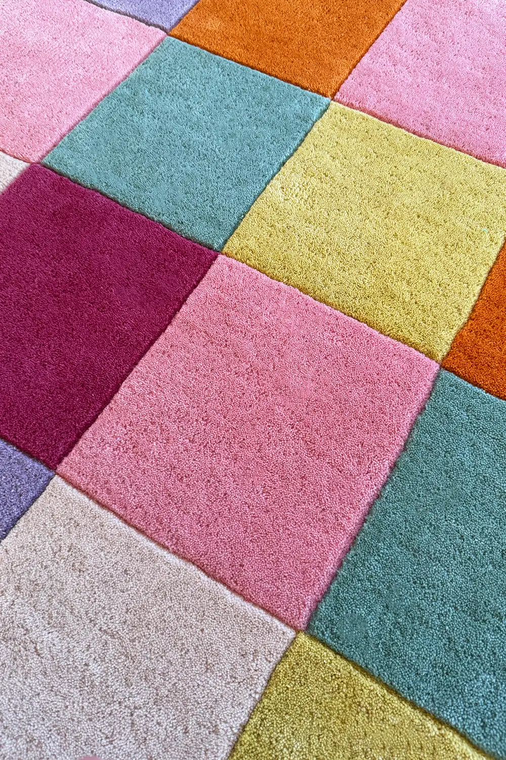 Colorful Checkered Hand-Tufted Wool Rug - Image 9
