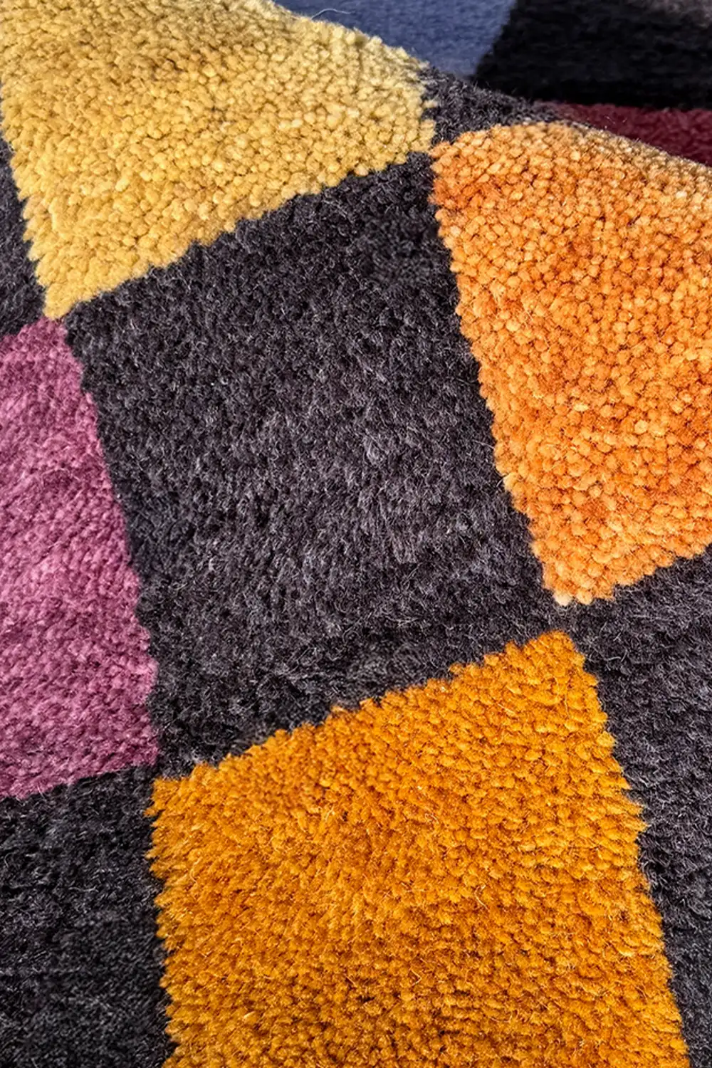 Colorful Checkered Hand-Knotted Wool Runner Rug - Image 4