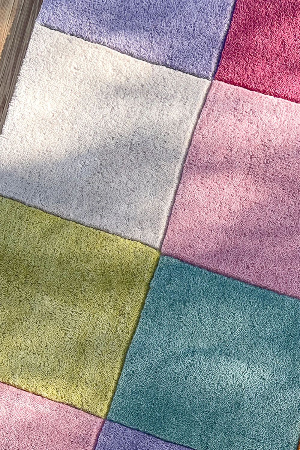 Colorful Checkered Hand-Tufted Wool Runner Rug - Image 3