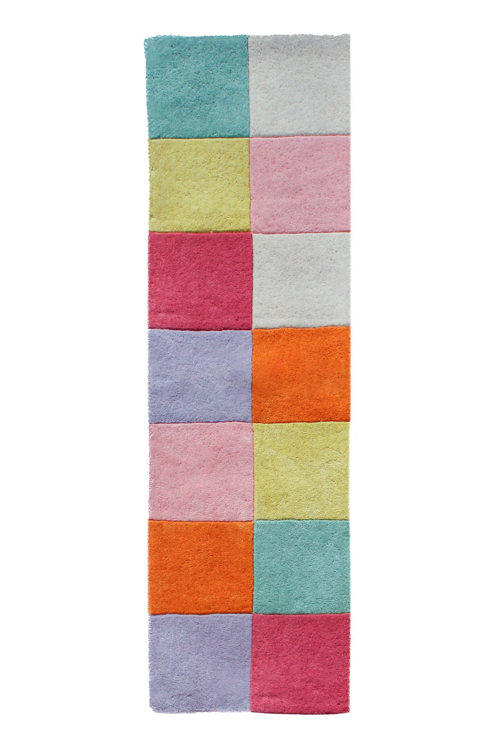 Colorful Checkered Hand-Tufted Wool Runner Rug - Image 5