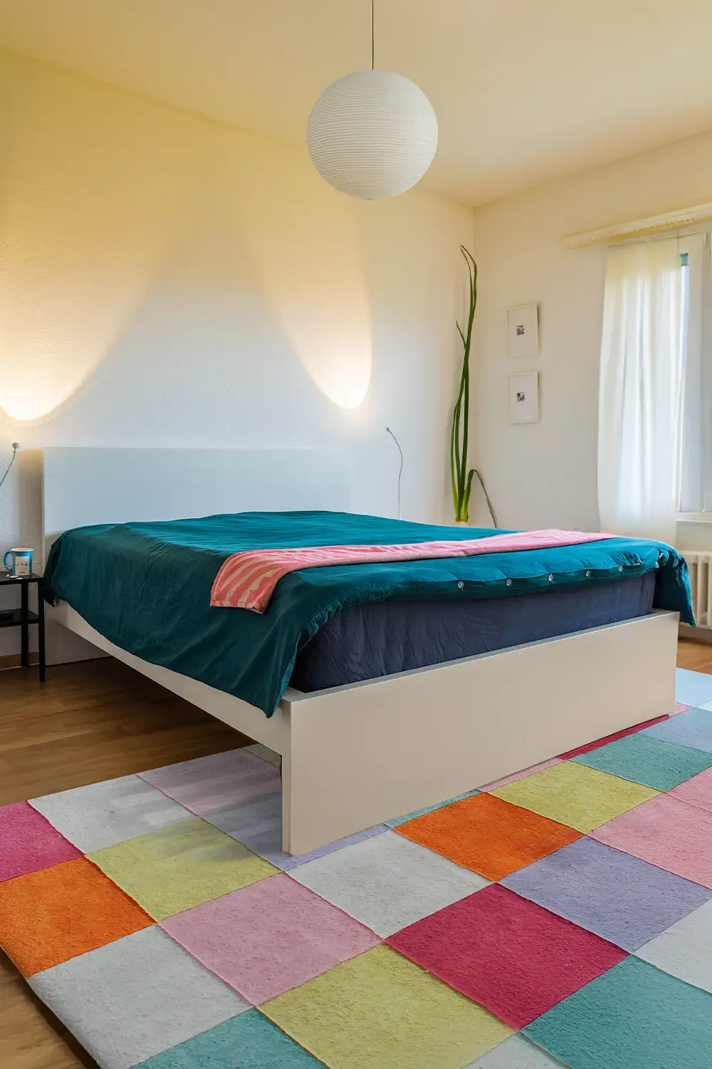 Colorful Checkered Hand-Tufted Wool Rug - Image 7