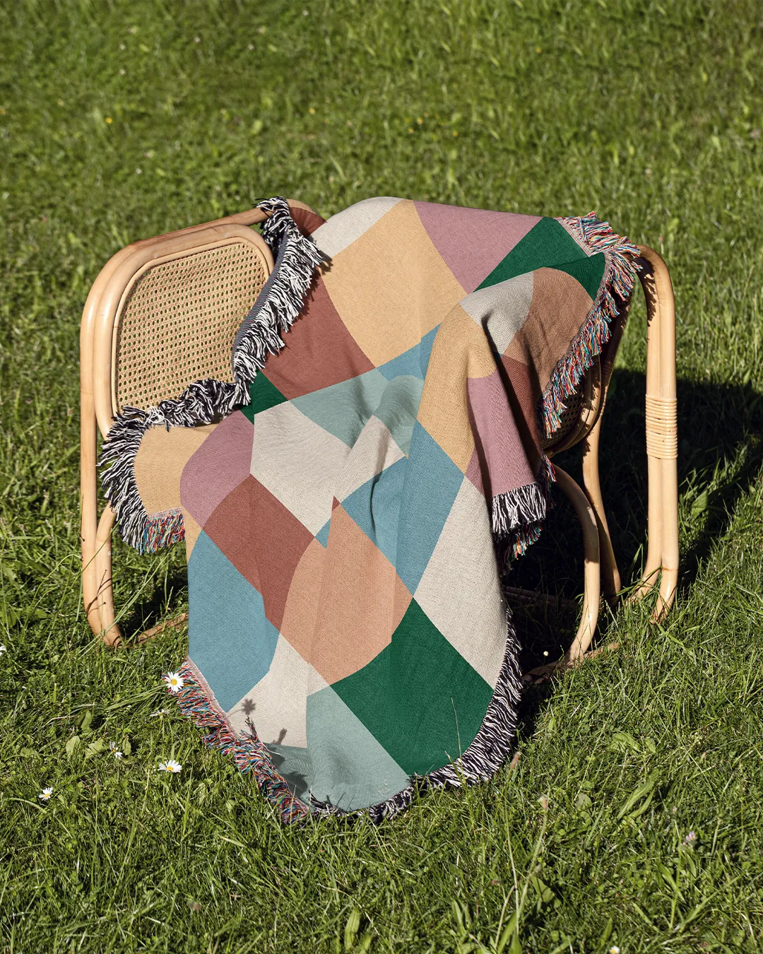 Colorful Checkered Cotton Woven Throw Blanket - Image 4