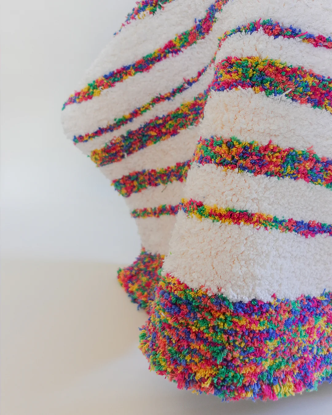 Recycled Cotton Cream and Multicolor Striped Accent Rug - Image 3