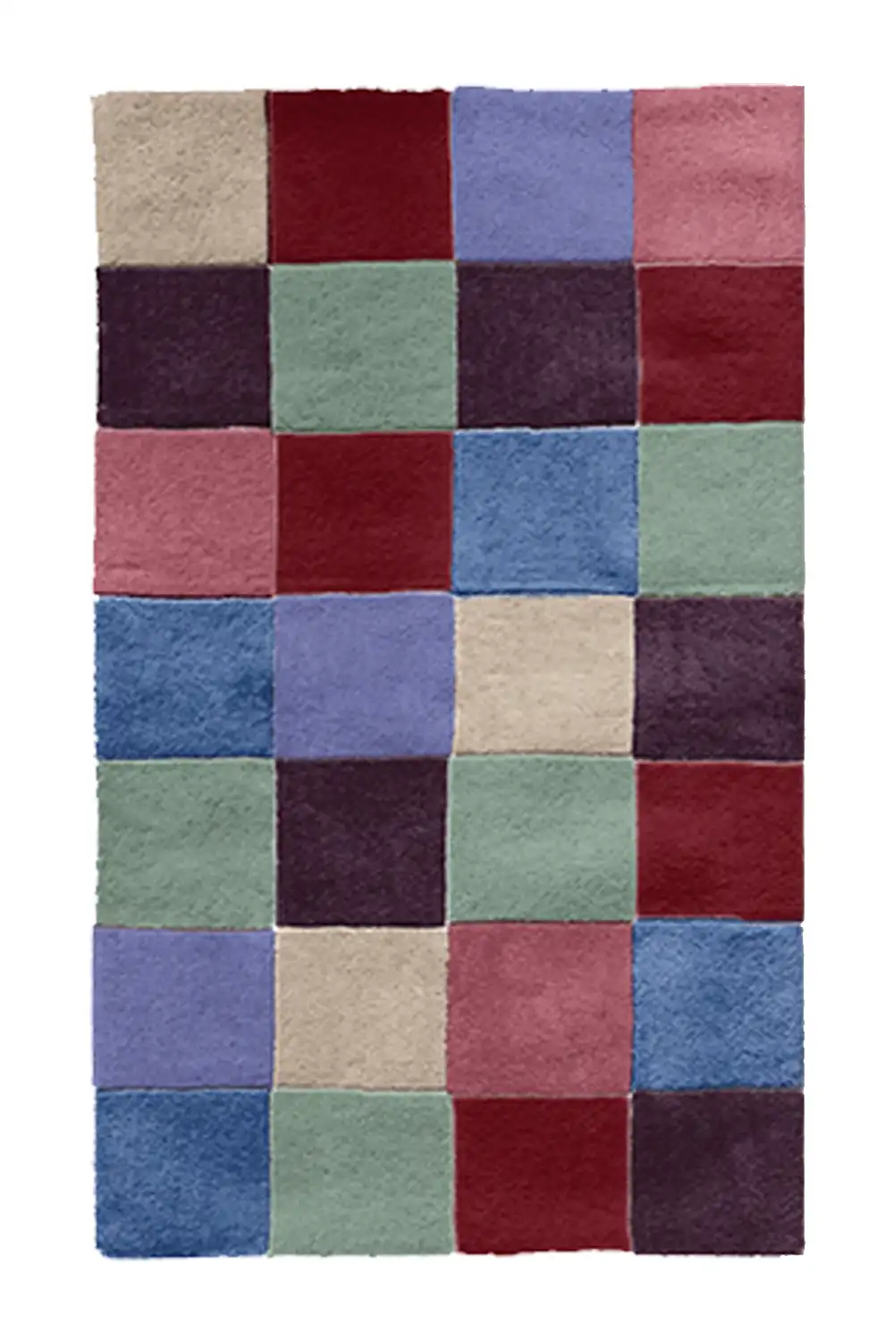 Customizable Colorful Checkered Tufted Wool Rug - Image 3