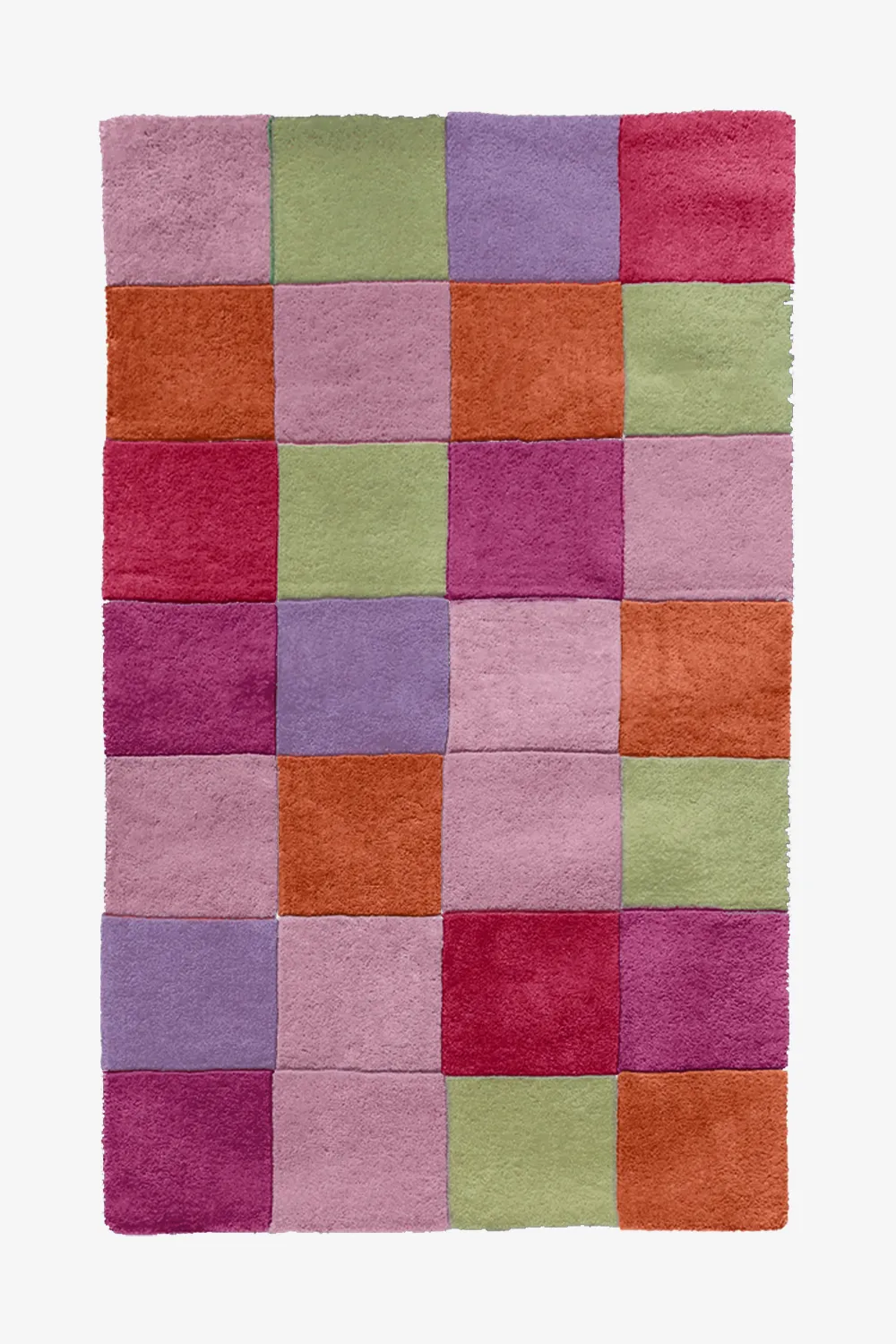 Customizable Colorful Checkered Tufted Wool Rug - Image 8