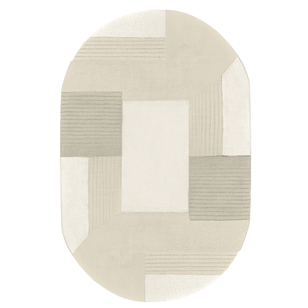 Customizable Mosaic Oval Tufted Wool Rug - Image 5