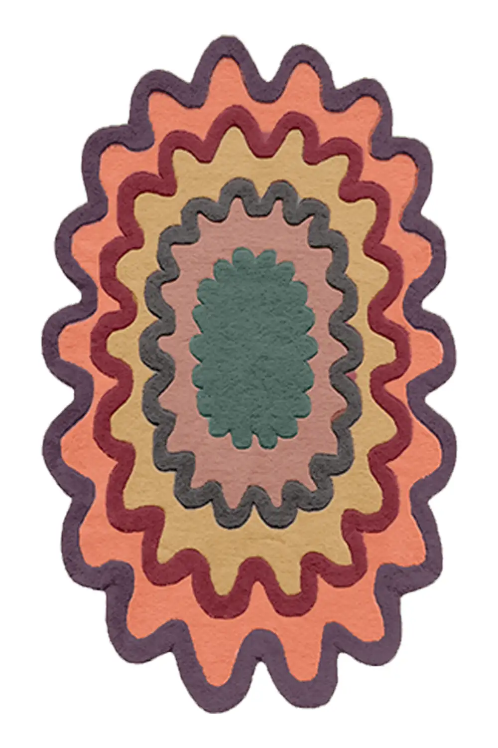 Customizable Spectrum Burst Tufted Oval Wool Rug - Image 3