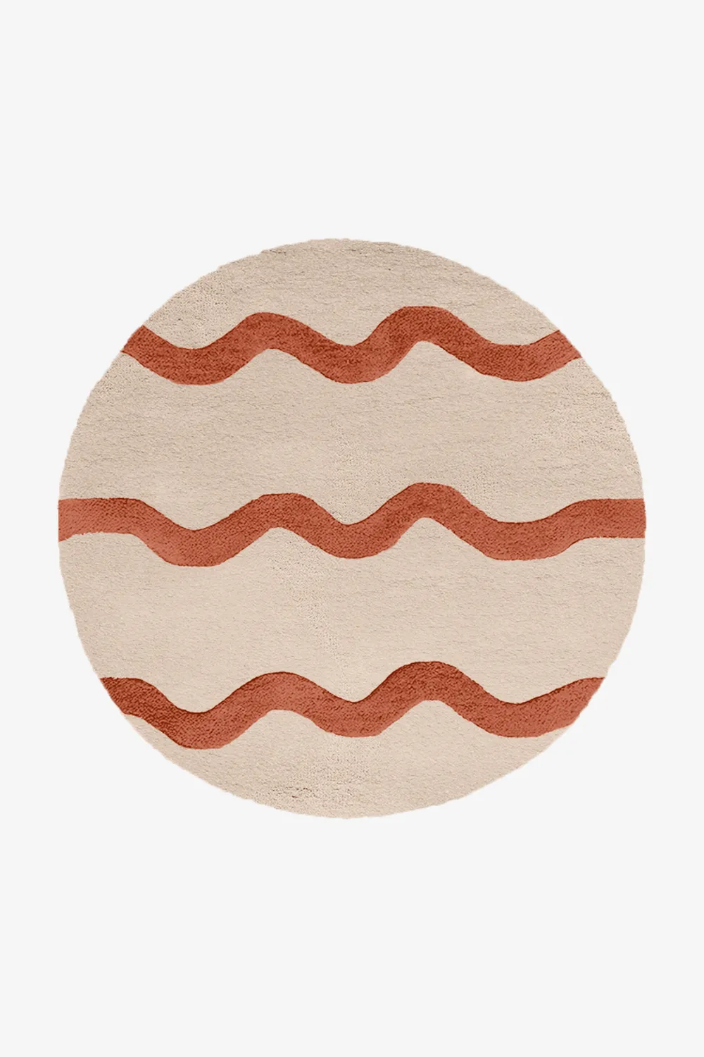 Customizable Wavy Stripe Round Tufted Wool Rug