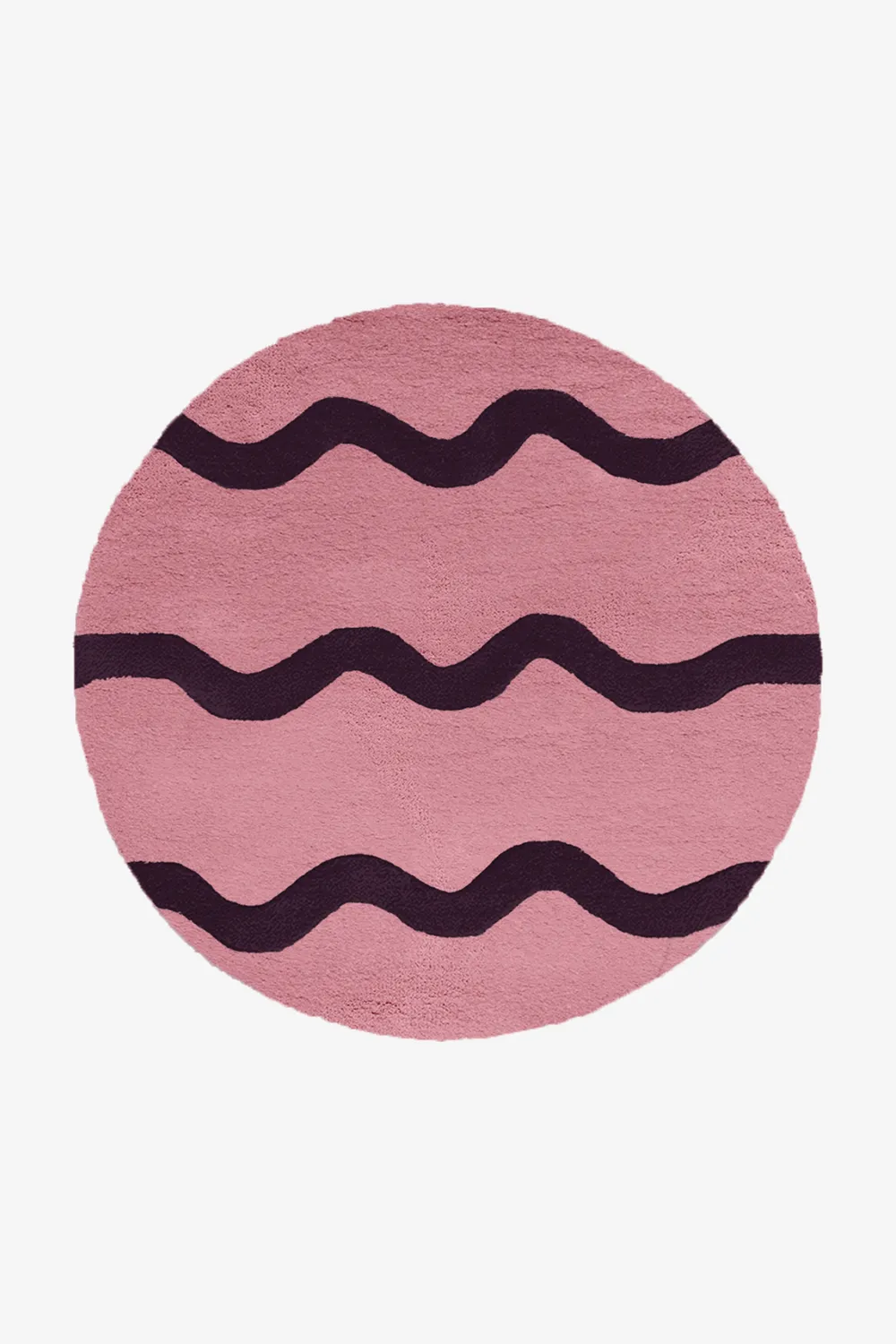 Customizable Wavy Stripe Round Tufted Wool Rug - Image 2