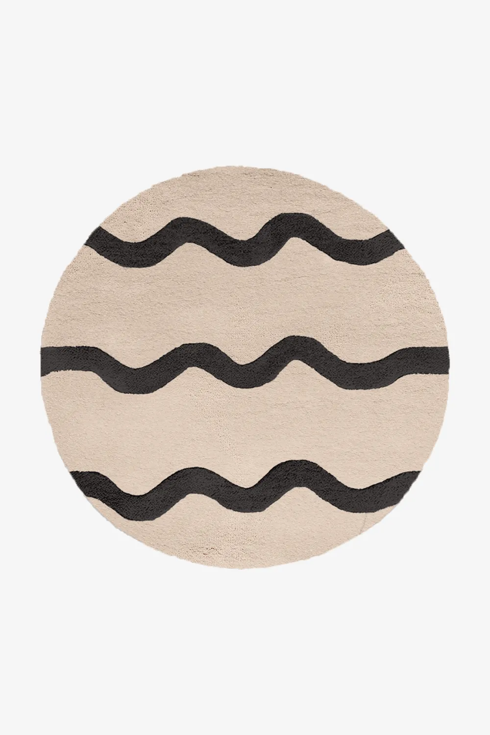 Customizable Wavy Stripe Round Tufted Wool Rug - Image 3