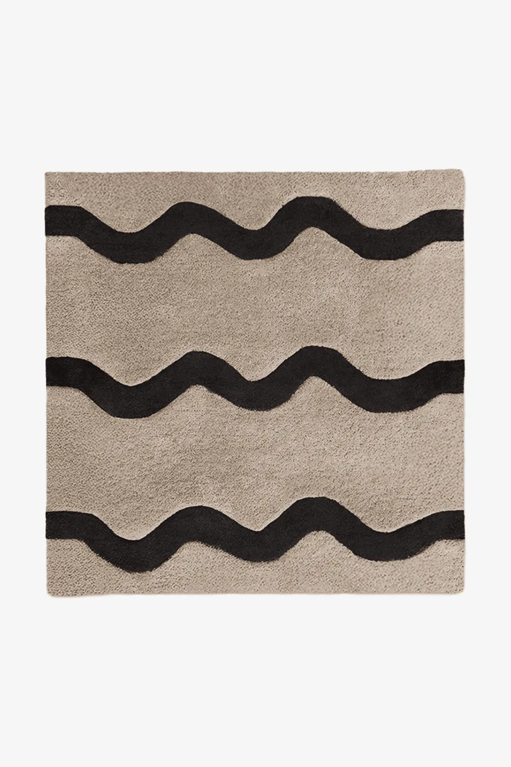 Customizable Wavy Stripe Square Tufted Wool Rug