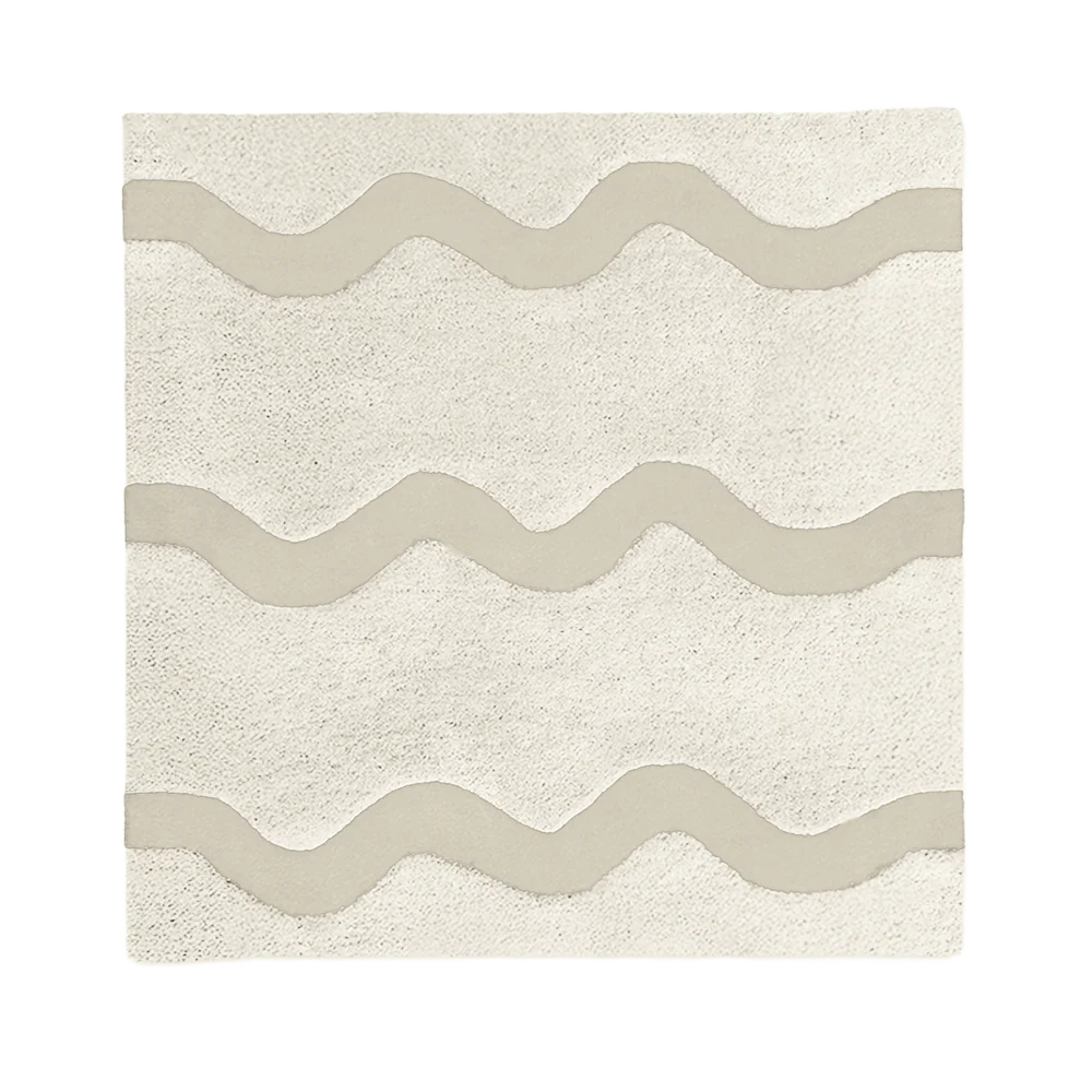 Customizable Wavy Stripe Square Tufted Wool Rug - Image 3