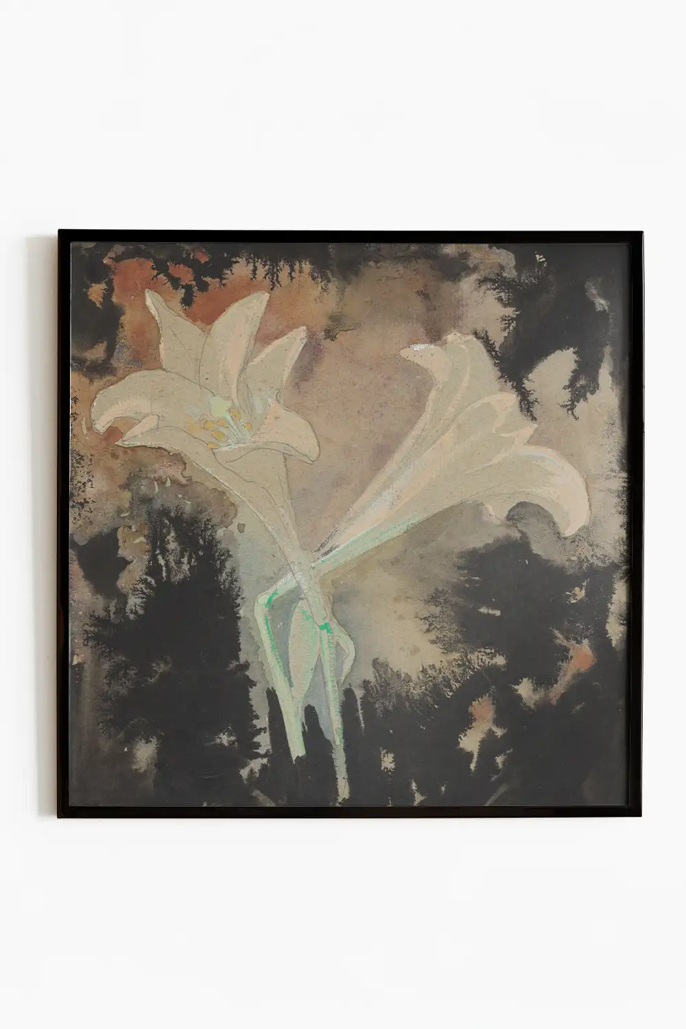 Dark Floral Still Life Square Vintage Art Print