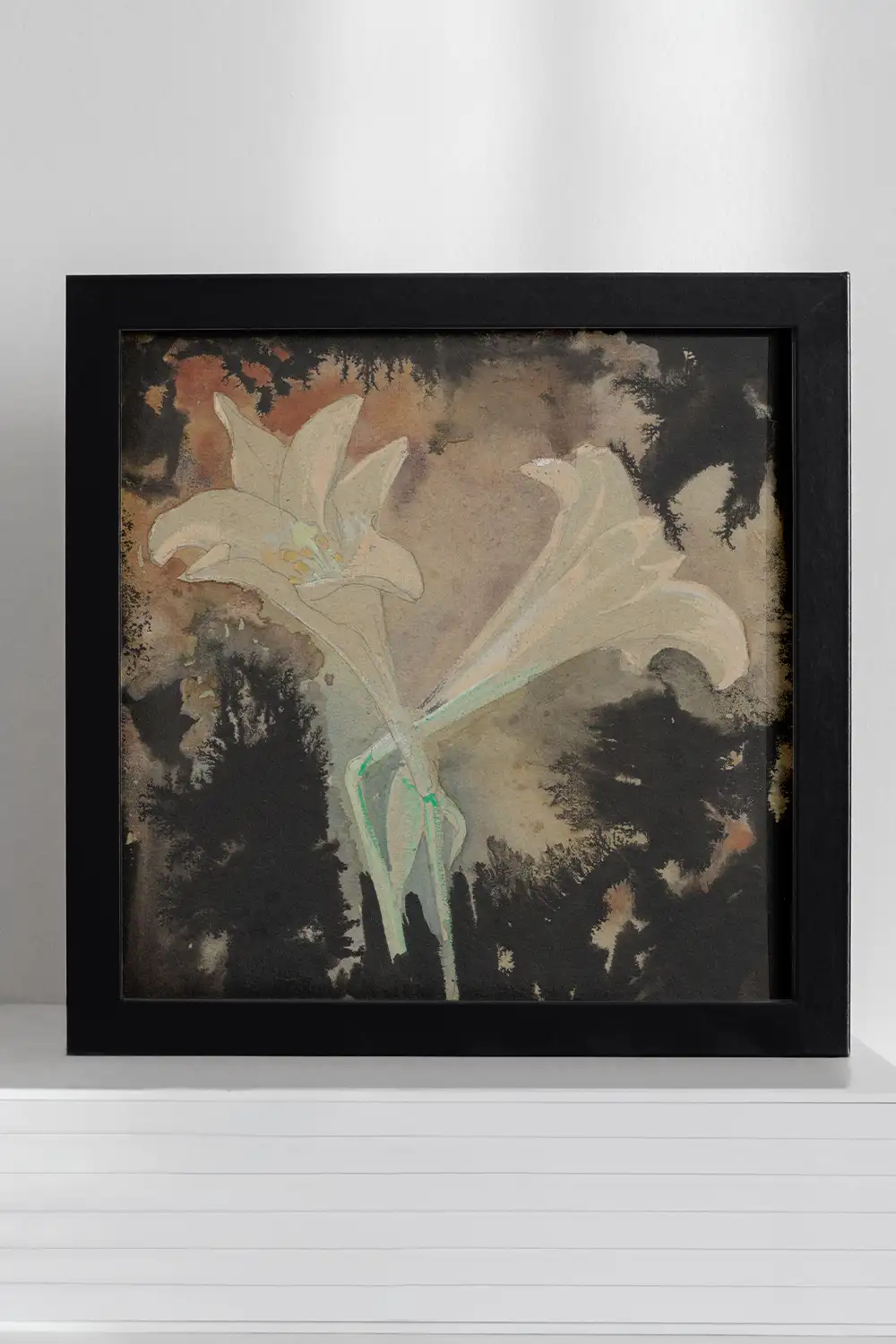 Dark Floral Still Life Square Vintage Art Print - Image 4