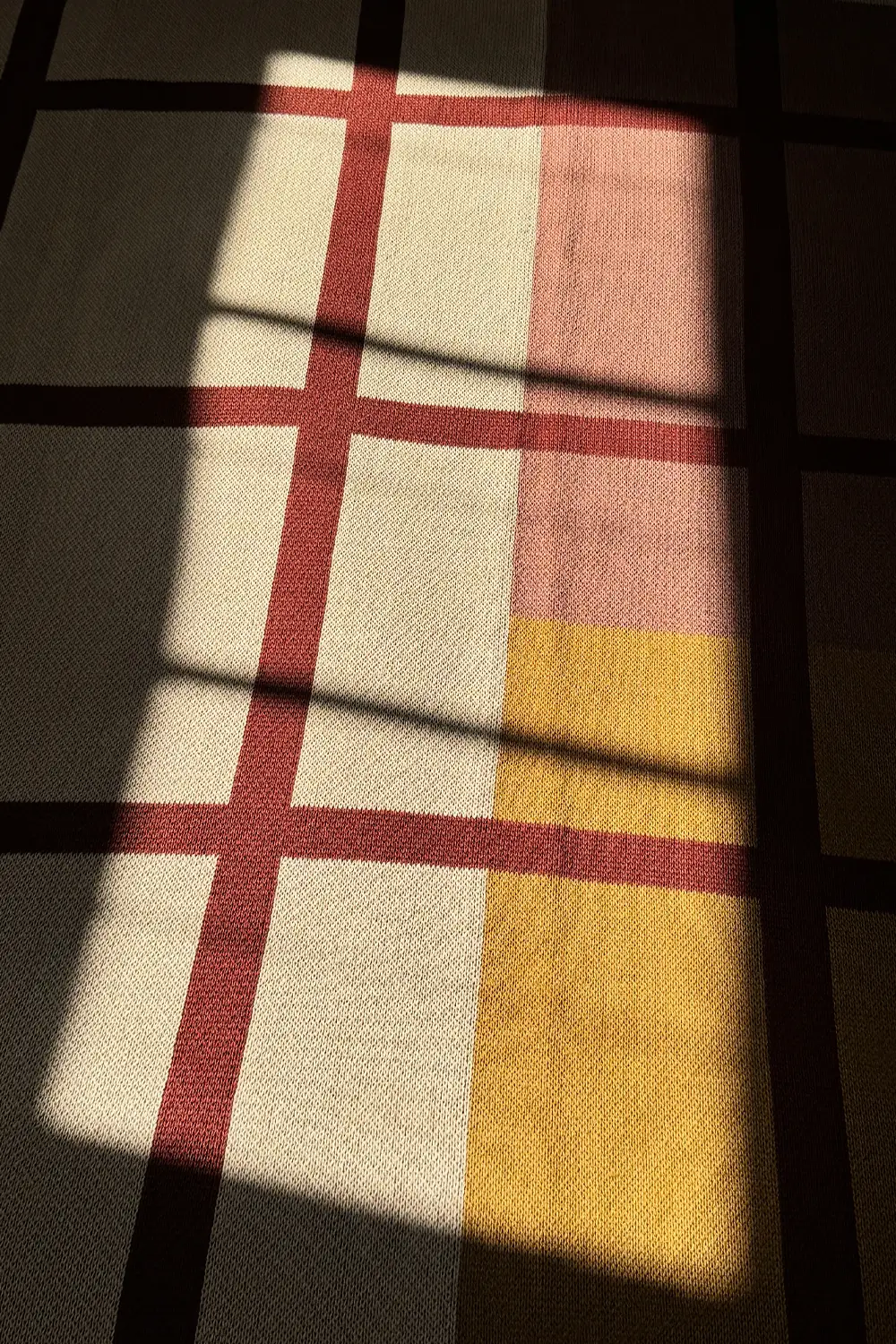 Rust, Camel, and Tan Plaid Organic Cotton Knit Blanket - Image 6
