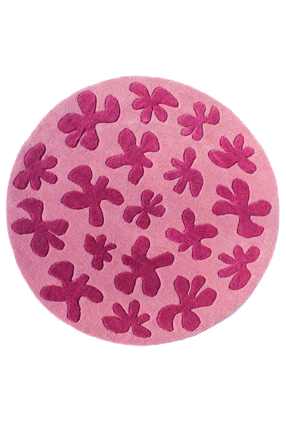 Floral Blossom Round Hand Tufted Wool Rug - Image 5