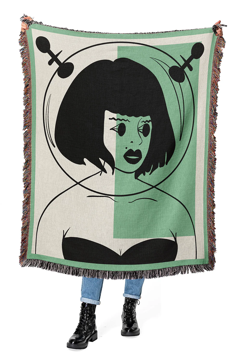 Galactic Muse Cotton Woven Throw Blanket - Image 3