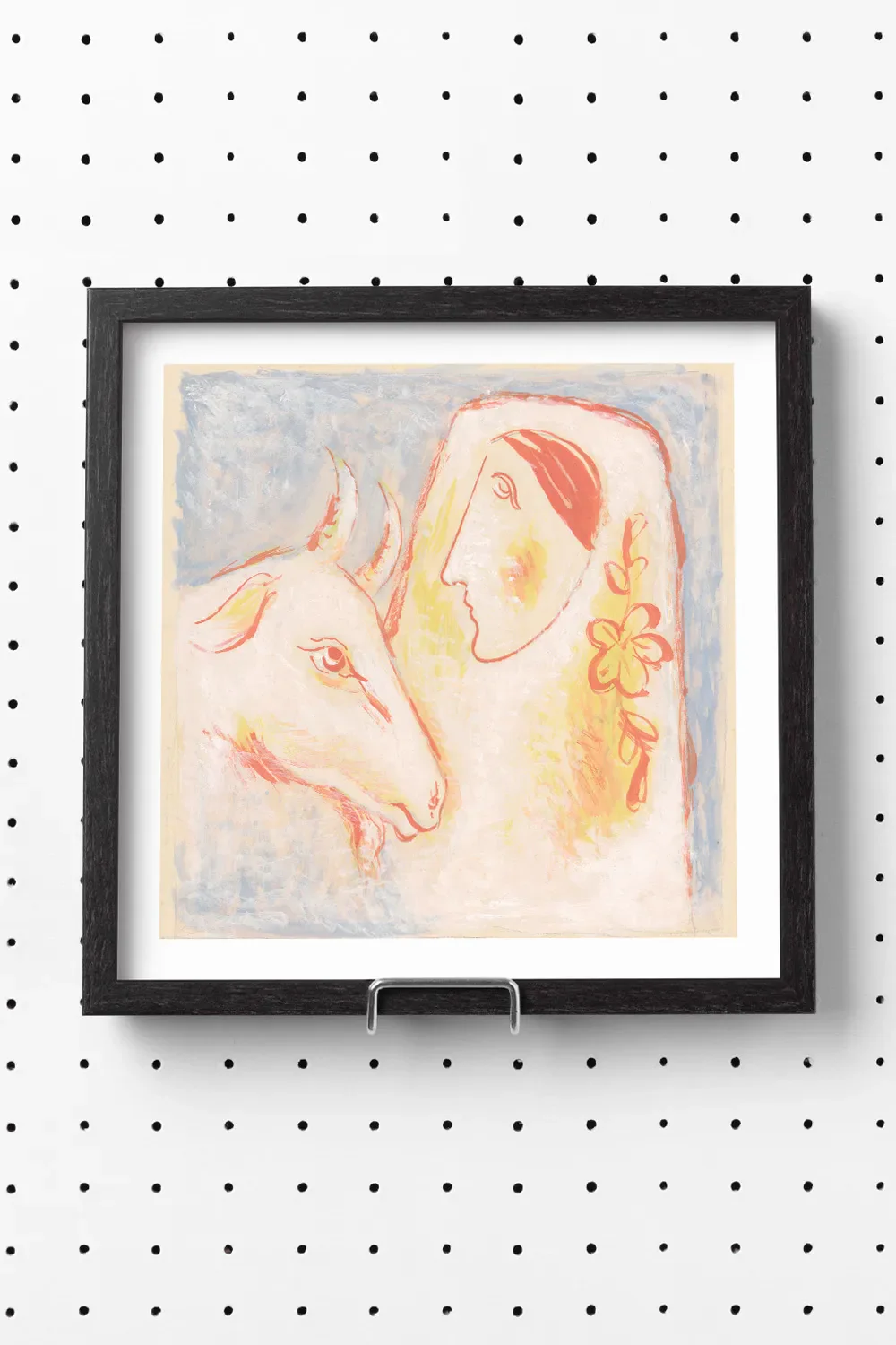 Woman and Goat Fine Art Print Square