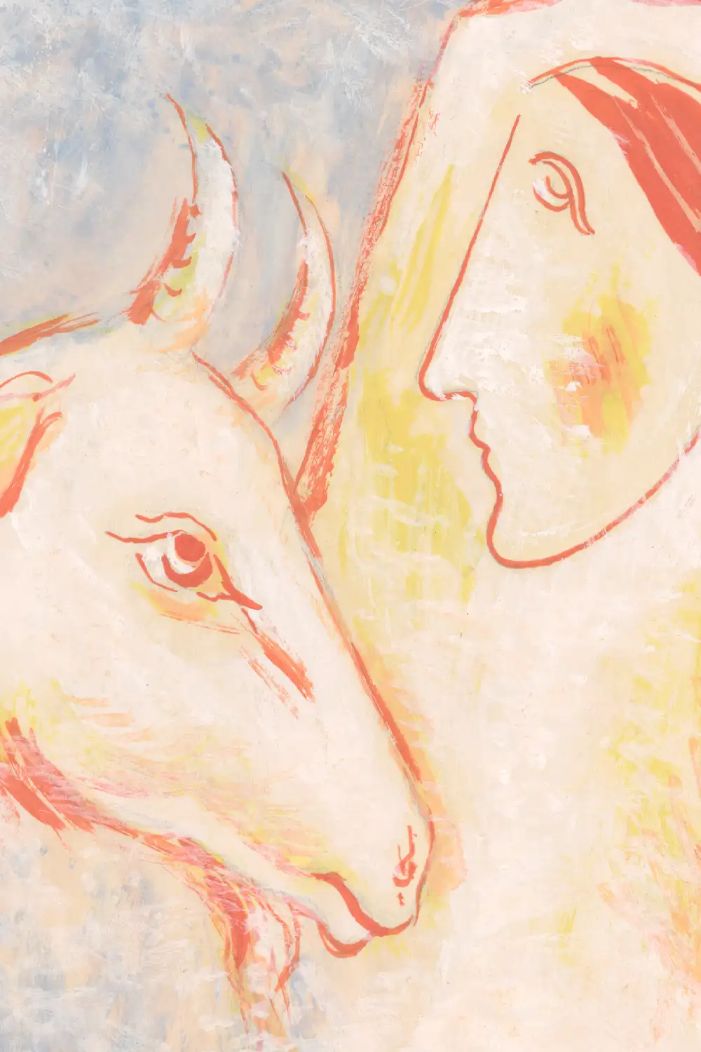 Woman and Goat Fine Art Print Square - Image 2