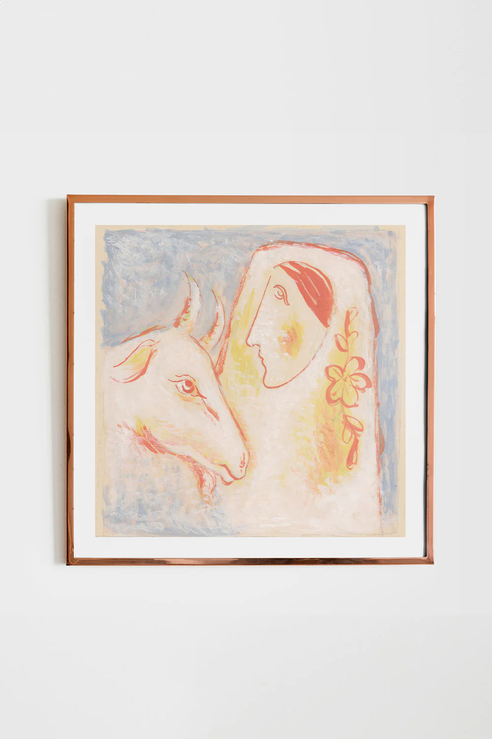 Woman and Goat Fine Art Print Square - Image 3