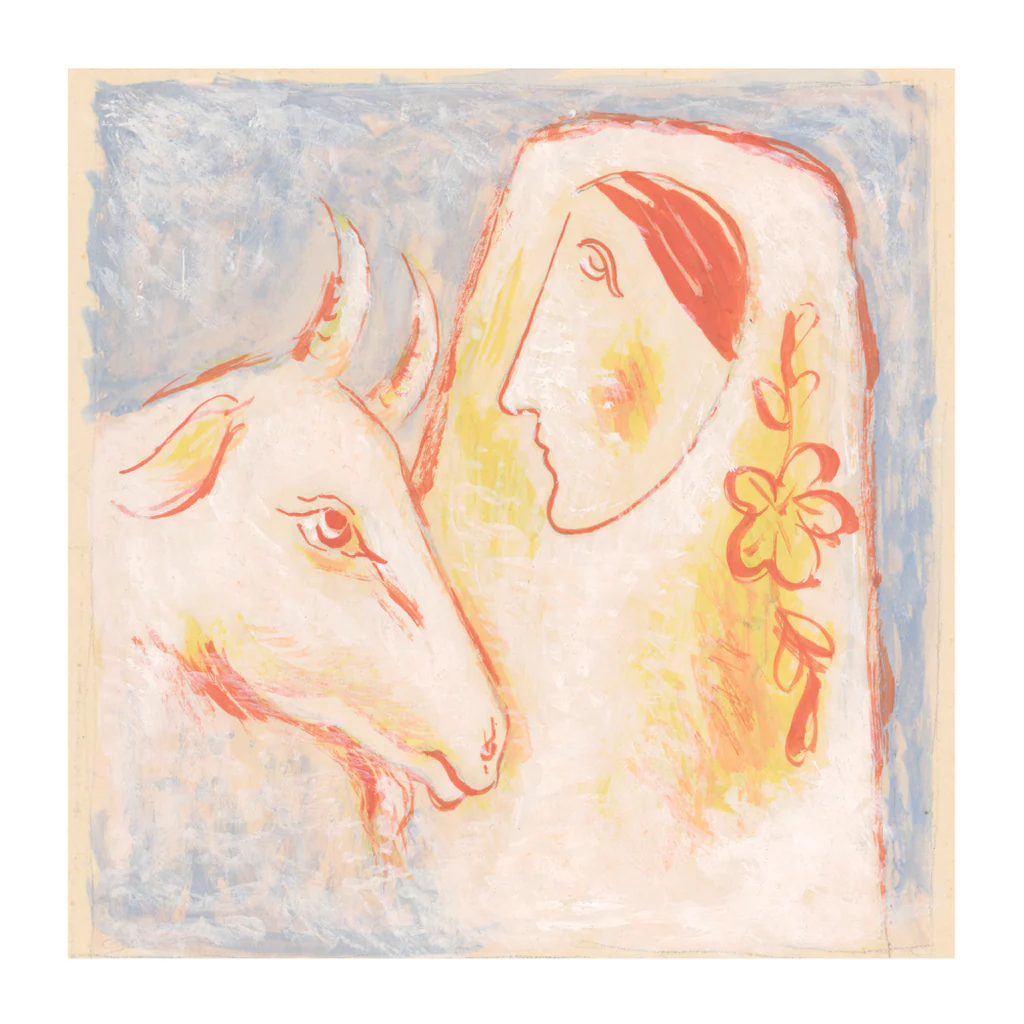 Woman and Goat Fine Art Print Square - Image 4
