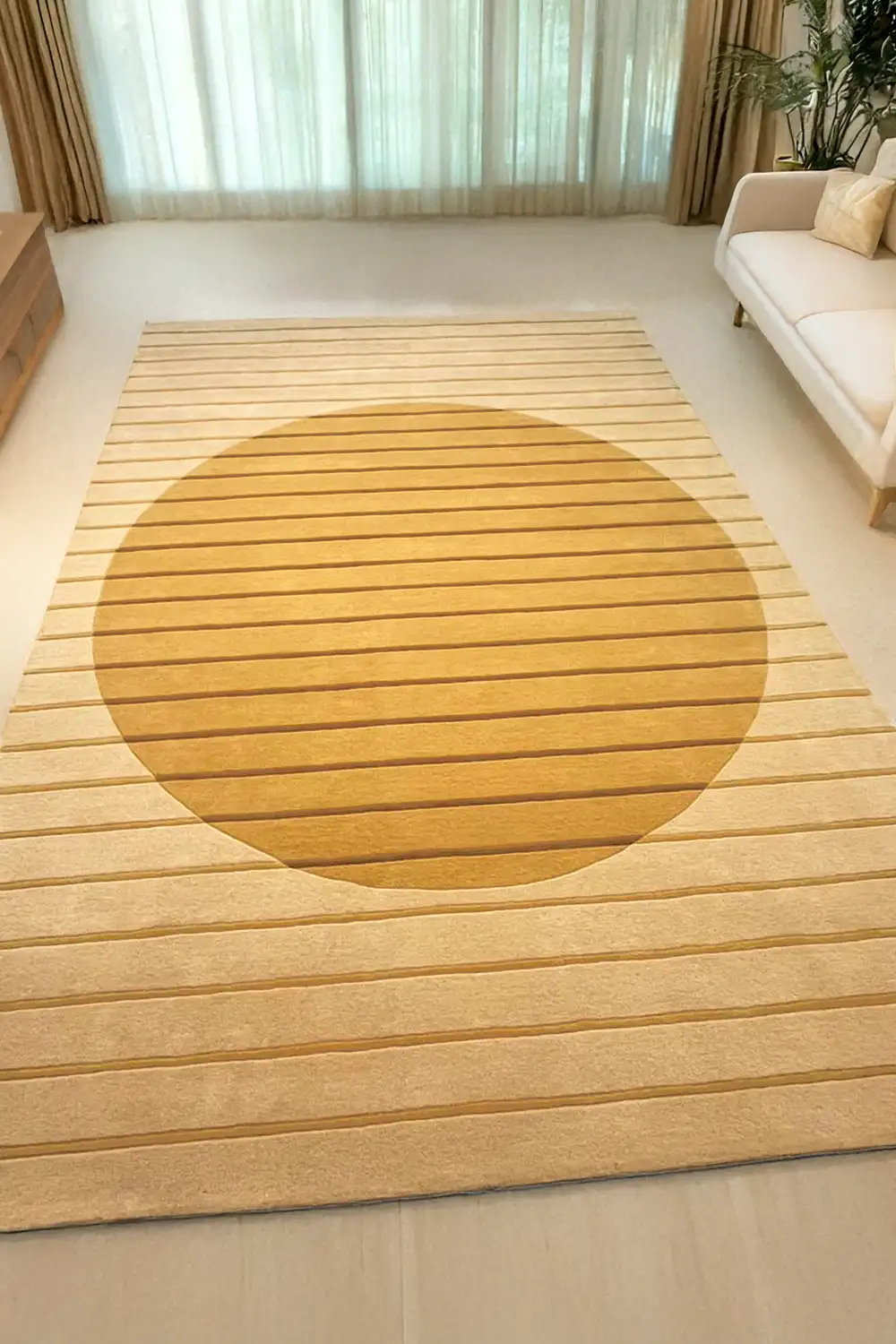 Golden Geometry Hand-Tufted Wool Rug - Image 7