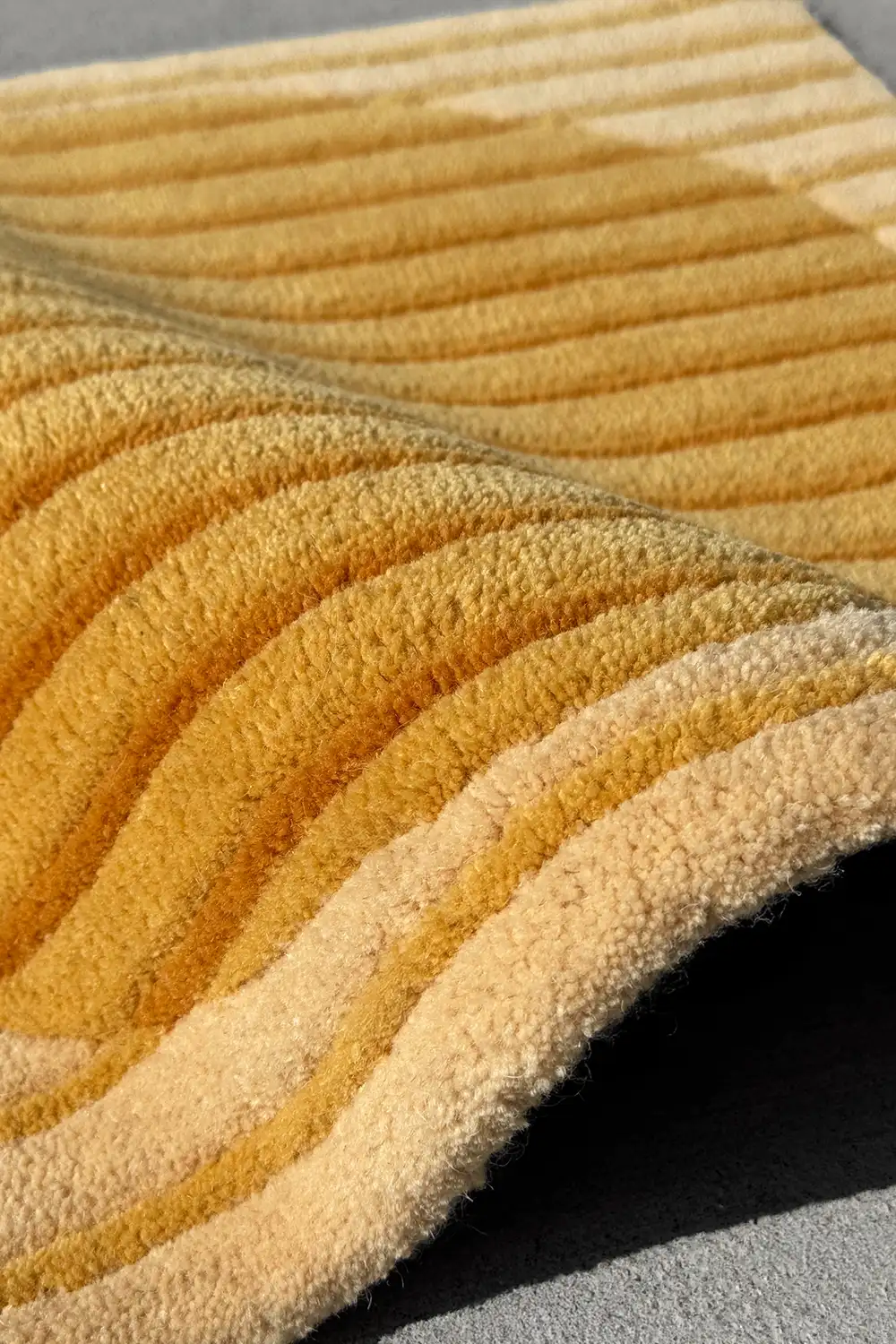 Golden Geometry Hand-Tufted Square Wool Rug - Image 3