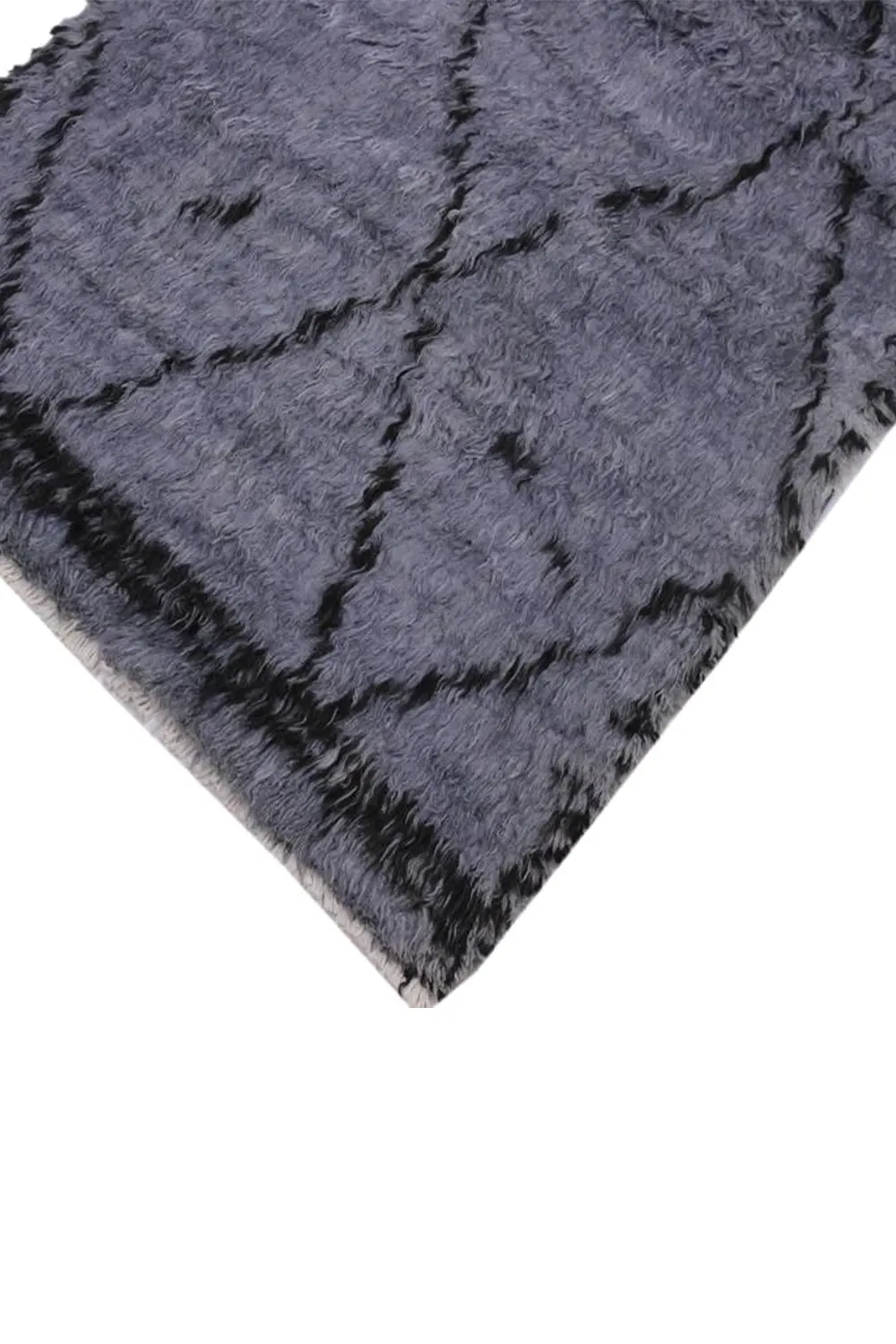 Charcoal Gray Moroccan Shag Wool Runner Rug - Image 3