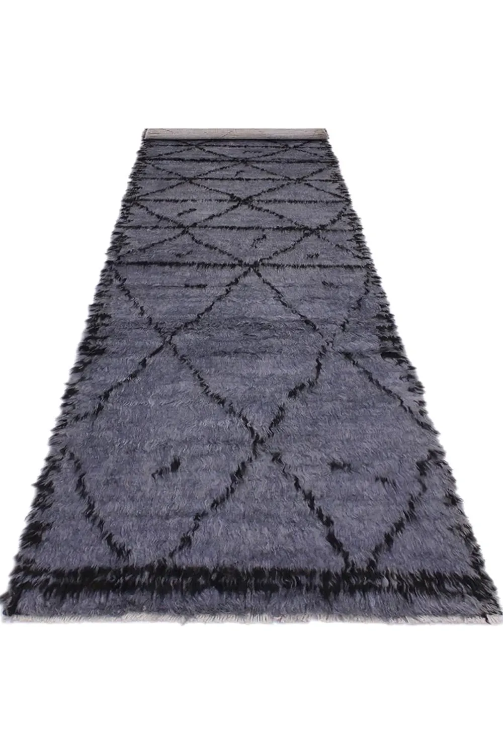 Charcoal Gray Moroccan Shag Wool Runner Rug - Image 4