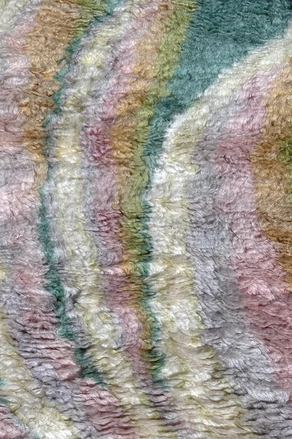 Green and Purple Oasis Moroccan Shag Wool Rug - Image 3