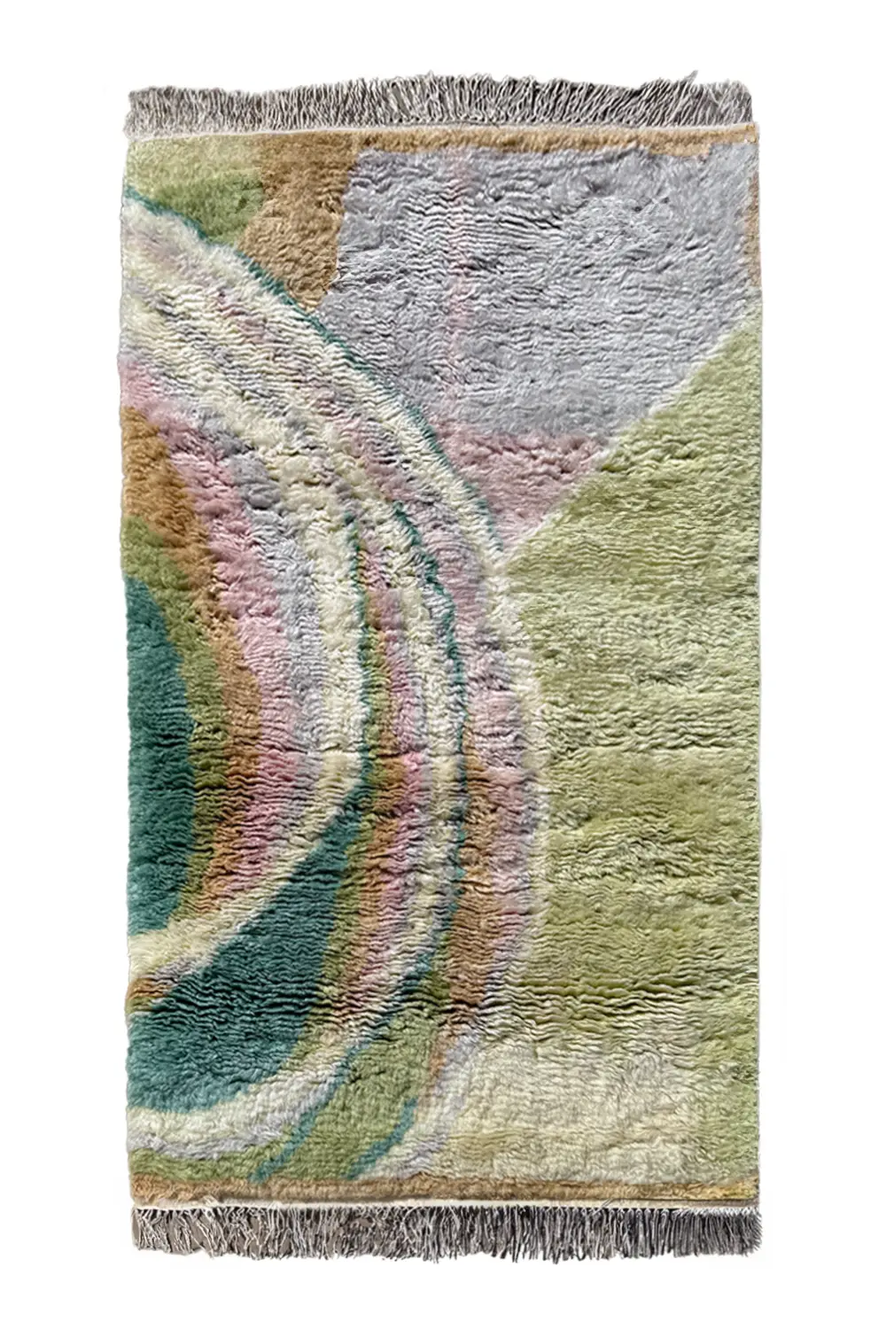 Green and Purple Oasis Moroccan Shag Wool Rug - Image 5